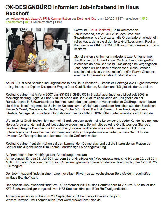 ®K-DESIGNBÜRO · Pressebericht / Presseartikel