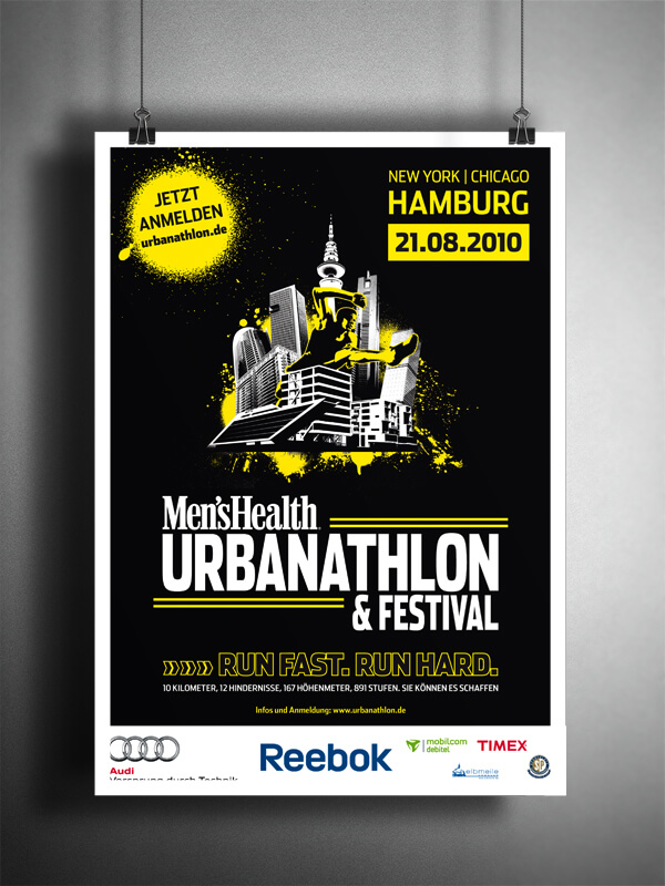 Referenzprojekt: Plakat Men's Health Urbanathlon & Festival, Rodale Motor Presse