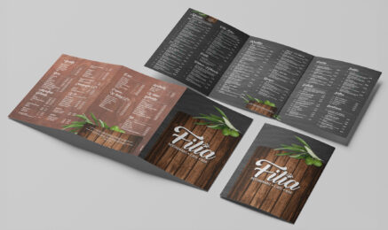 Referenzprojekt: Speisenkarte & Getränkekarte, Filia Restaurant