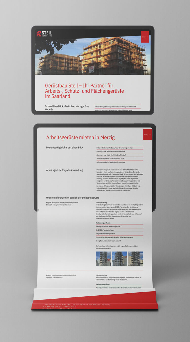 ®K-DESIGNBÜRO Referenzprojekt: Webseite Wordpress Gerüstbau Steil, Merzig