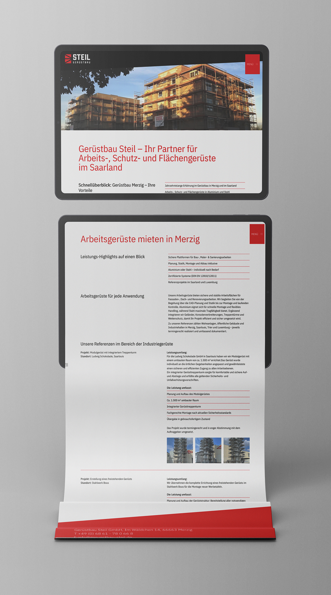 ®K-DESIGNBÜRO Referenzprojekt: Webseite Wordpress Gerüstbau Steil, Merzig